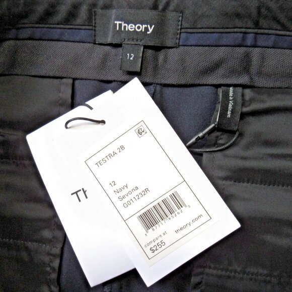 NWT Theory Testra Sevona in Navy Stretch Wool Tapered Slim Ankle Pants 12 - Picture 3 of 4
